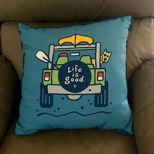 NWT Life is Good decorative pillow, dark blue.